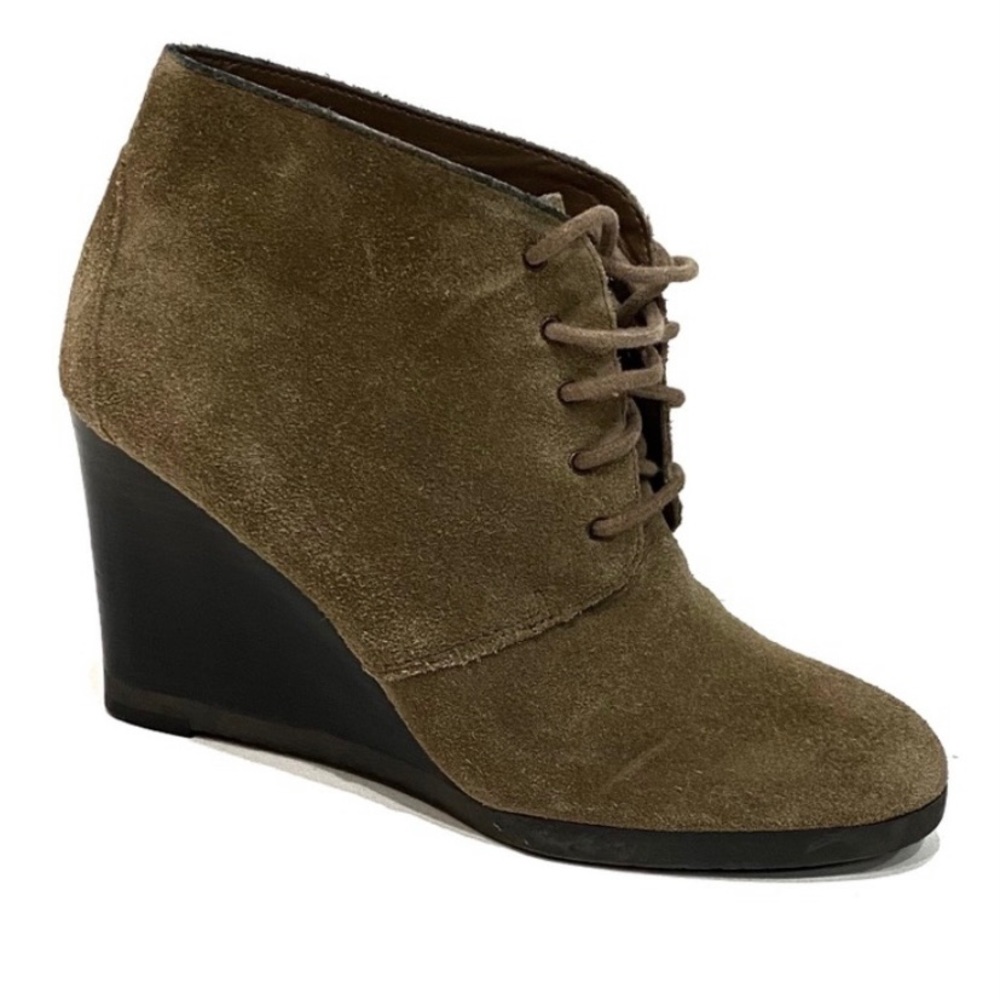 FRANCO SARTO Ankle Boots Weston Wedge Suede Taupe Bootie Size 6.5